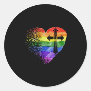 Sticker Rond Jésus amour   Coeur LGBT Aimer Jésus Christ