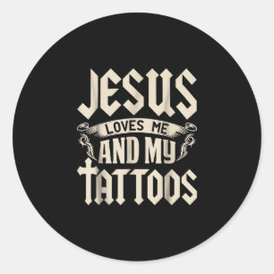 Sticker Rond Jésus amour Jésus M'Aime Et Mes Tatouages