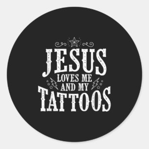 Sticker Rond Jésus amour   Jésus M'Aime Et Mes Tatouages