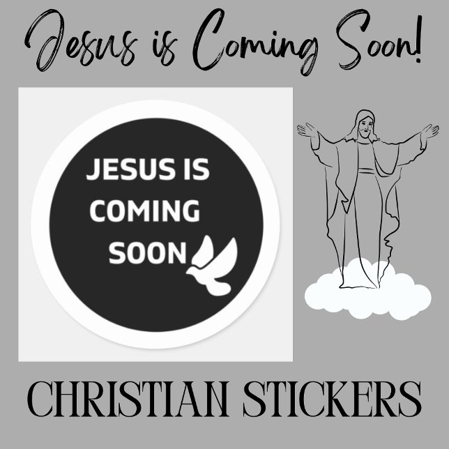 Sticker Rond Jésus arrive bientôt _colombe Classic Round Sticke (Jesus Stickers)
