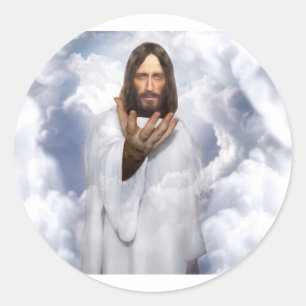 Sticker Rond Jésus atteignant l'espoir
