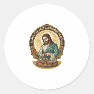 Sticker Rond Jésus Balle De Yoga Complètement Dégonflée Humour 