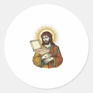 Sticker Rond Jésus Boîte de Pizza Vide Frigo Trahison Humour Al