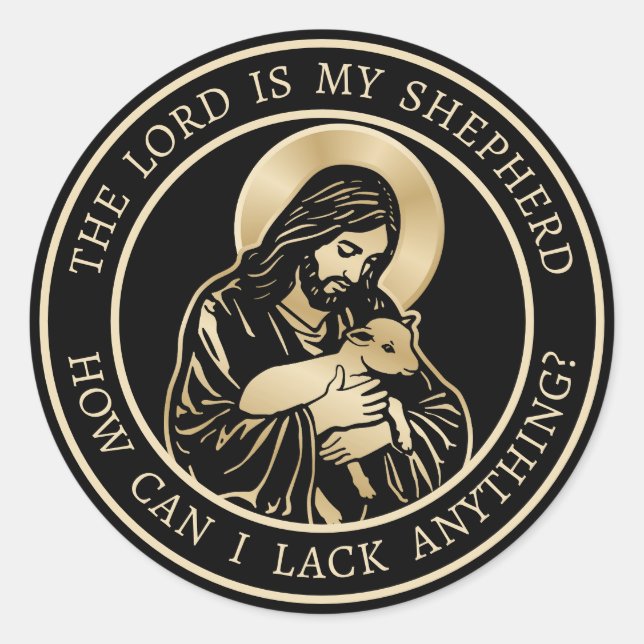 Sticker Rond Jesus Caring Shepherd (Devant)