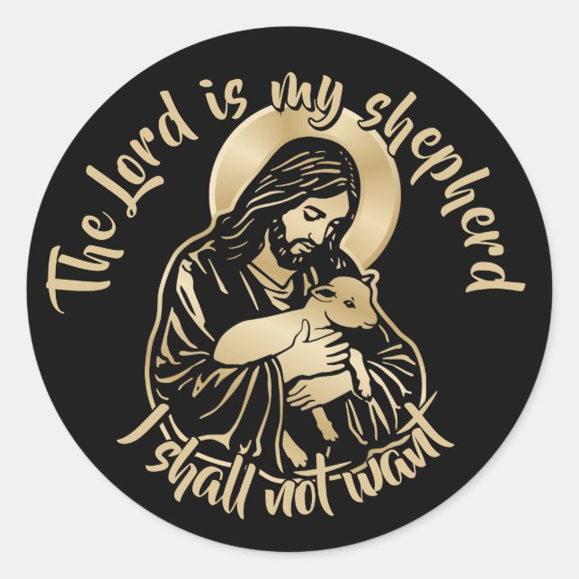 Sticker Rond Jesus Caring Shepherd (Devant)