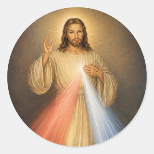 Sticker Rond Jésus catholique miséricorde divine Religieux