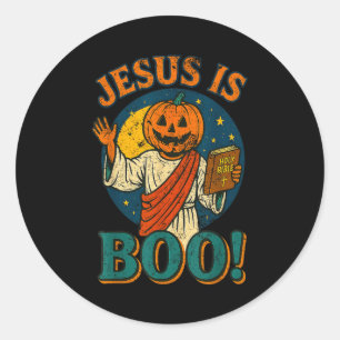 Sticker Rond Jésus c'est Boo ! Mignon chrétien vintage Hallowee