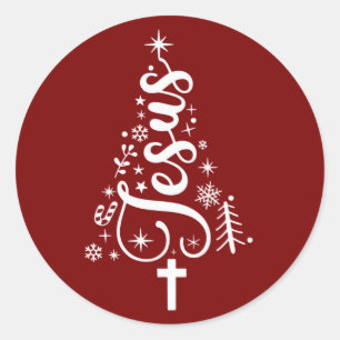 Sticker Rond Jésus chrétien Noël verset biblique foi 