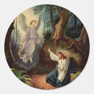 Sticker Rond Jésus-Christ avec ange