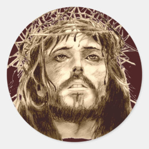 Sticker Rond Jésus-Christ avec une couronne d'épines
