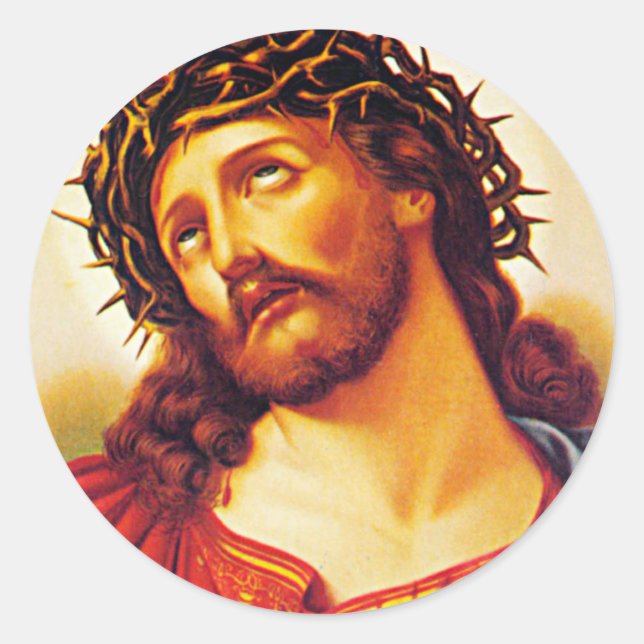 Sticker Rond jésus christ couronne art vintage peinture (Devant)