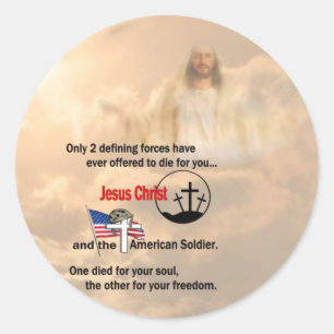Sticker Rond Jésus Christ et le soldat américain
