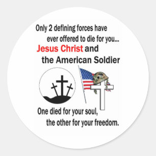 Sticker Rond Jésus-Christ et version de soldat américain la