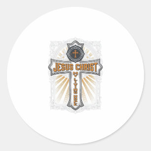 Sticker Rond Jésus-Christ Mon Espoir Vivant Croix Vintage