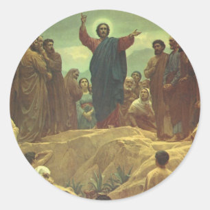 Sticker Rond Jésus Christ Sermon sur le Mont, Religion Vintage