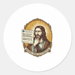 Sticker Rond Jésus Confus Échec de la Publication de Traduction