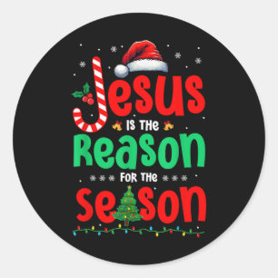Sticker Rond Jésus Costume Fier Raison De La Saison Noël Sa