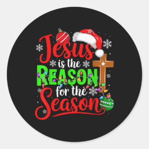 Sticker Rond Jésus Costume Fier Raison De La Saison Noël Sa