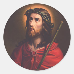 Sticker Rond Jésus couronné d'épines