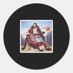 Sticker Rond Jésus croisant Satan Sketll