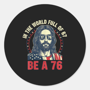 Sticker Rond Jésus dans le monde plein de 67 soit 76 Jésus 6 7