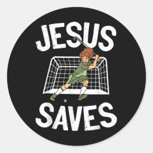 Sticker Rond Jésus de hockey sur gazon Foi chrétienne Jésus sau
