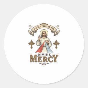 Sticker Rond Jésus de la Miséricorde Divine Gravure Vintage T-s