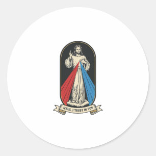 Sticker Rond Jésus de la Miséricorde Divine Vintage