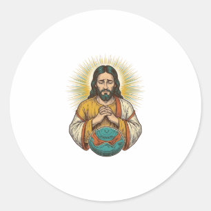 Sticker Rond Jésus déçu Ballon de sport dégonflé Échec de gym