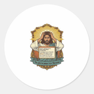 Sticker Rond Jésus E-mail Typo Correction Automatique Désastre 