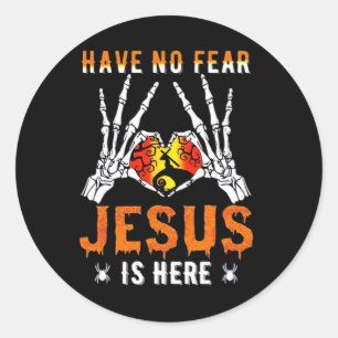Sticker Rond Jésus Est Coeur Squelette Main