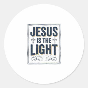 Sticker Rond Jésus Est La Lumière Chemise Chrétienne Vintage