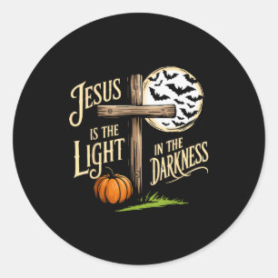 Sticker Rond Jésus est la lumière dans les ténèbres Christian H