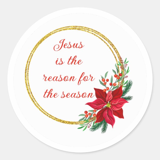 Sticker Rond Jésus est la raison de la saison Citation (Devant)