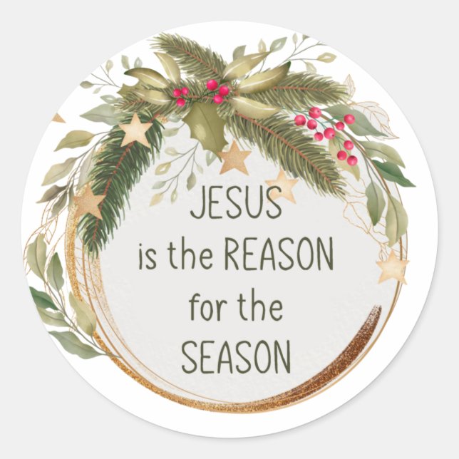 Sticker Rond Jésus est la raison de la saison de Noël  (Devant)