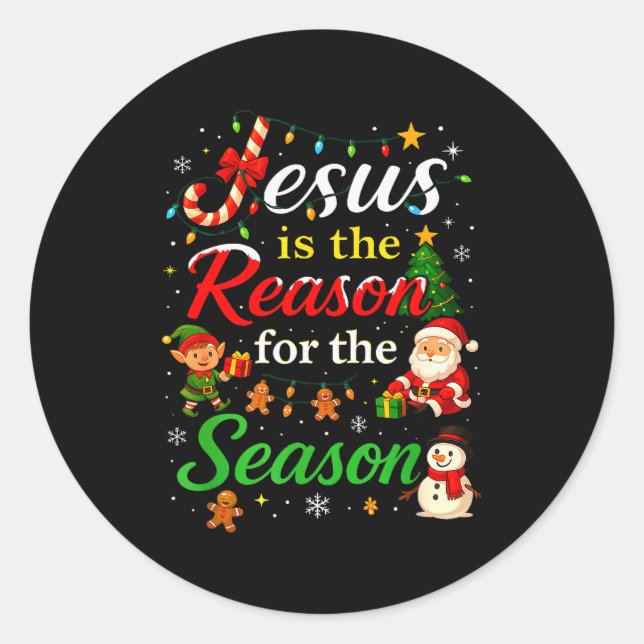 Sticker Rond Jésus Est La Raison De La Saison De Noël X (Devant)