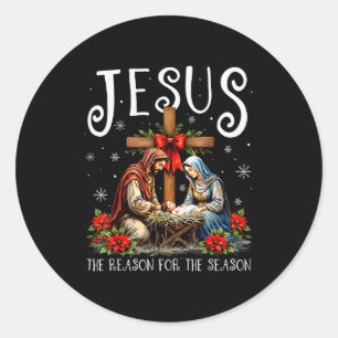 Sticker Rond Jésus Est La Raison De La Saison De Noël Xmas