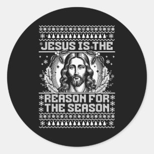Sticker Rond Jésus Est La Raison De La Saison - Noël Affreux