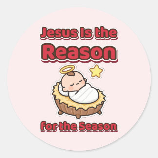 Sticker Rond Jésus est la raison de la saison Petit Jésus