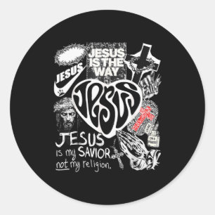 Sticker Rond Jésus est le chemin verset biblique chrétien Dieu