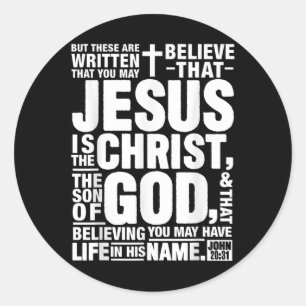 Sticker Rond Jésus Est Le Christ Fils De Dieu Jean 20 31 Bibl