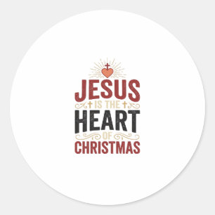 Sticker Rond Jésus est le cœur du T-shirt vintage de Noël