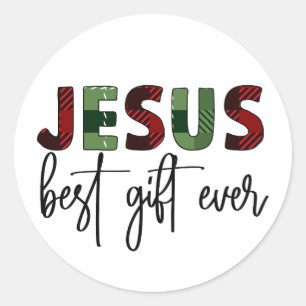 Sticker Rond Jésus est le meilleur cadeau de Noël chrétien
