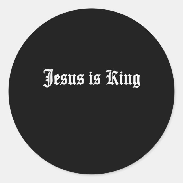 Sticker Rond Jésus Est Le Roi Chrétien (Devant)