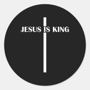 Sticker Rond Jésus Est Le Roi Foi Chrétienne Eglise Jésus Est L