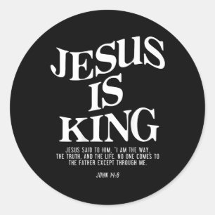 Sticker Rond Jésus Est Le Roi Jean Bible Verse Chrétien Religie