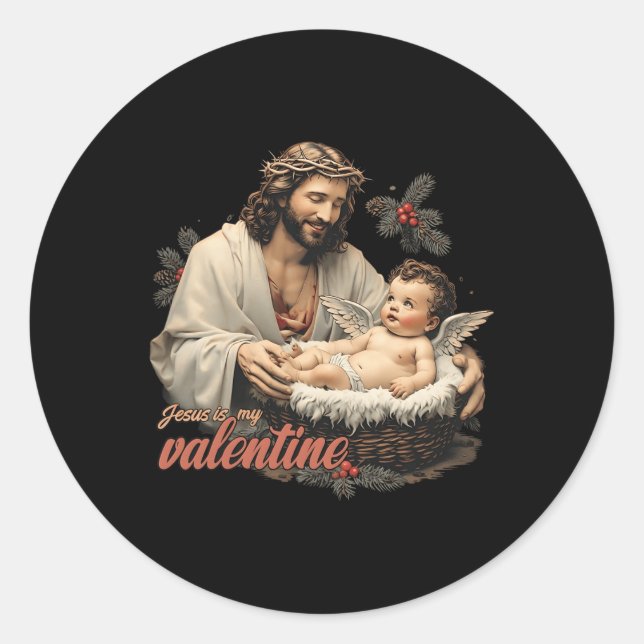 Sticker Rond Jésus Est Ma Véntines Jour Cupide Bible Verse Foi (Devant)