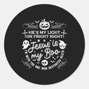 Sticker Rond Jésus est mon amour Christian Halloween Fantôme Ci