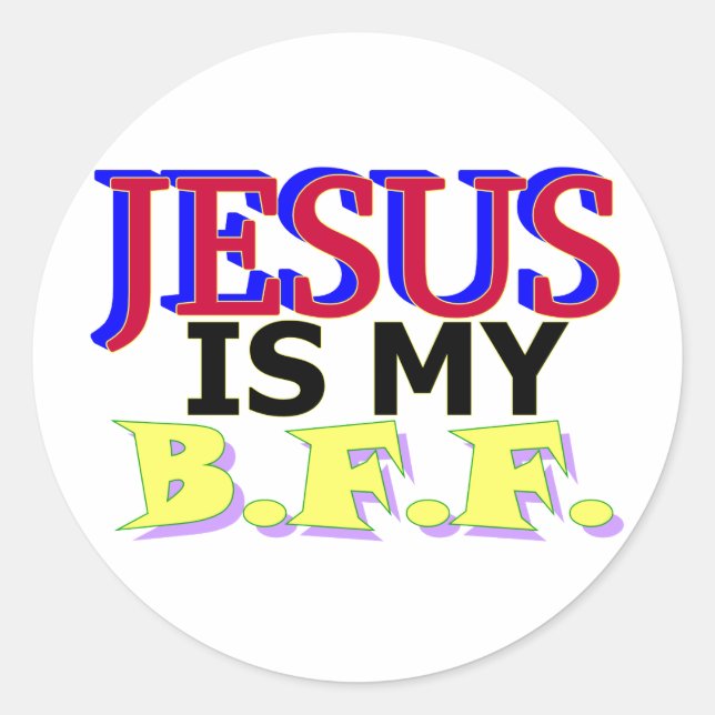 Sticker Rond Jésus est mon B.F.F. (Devant)