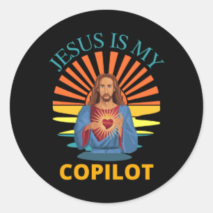 STICKER ROND JÉSUS EST MON COPILOTE